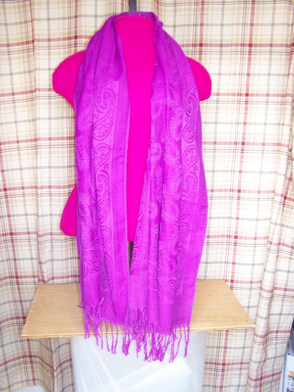 F.C. Pink/Purple Paisley Fringed Scarf